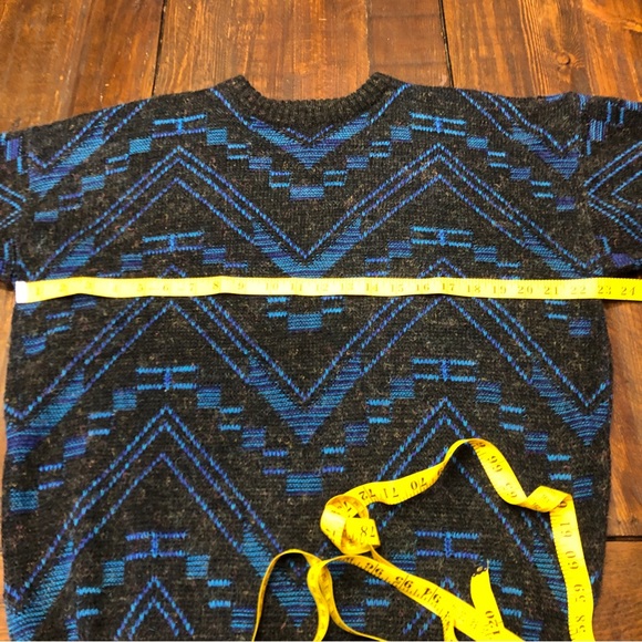 VTG Michael Gerald Large Abstract Patterned Knit Crewneck Grandpa Wool Blend Y2K - Picture 5 of 9